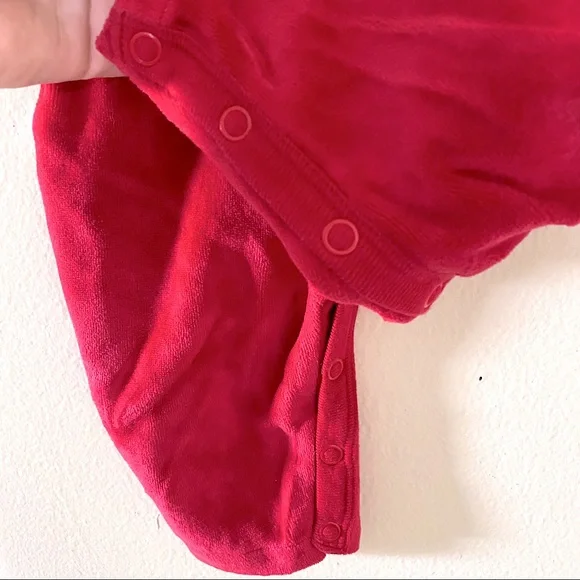 Disney Mickey Mouse Snowman Winter Christmas Holiday Red Velvet Overalls 6M - Picture 5 of 6